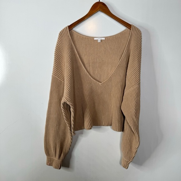 Lunya Reversible Ribbed Cotton Silk Blend Sweater Size Large - Picture 3 of 8